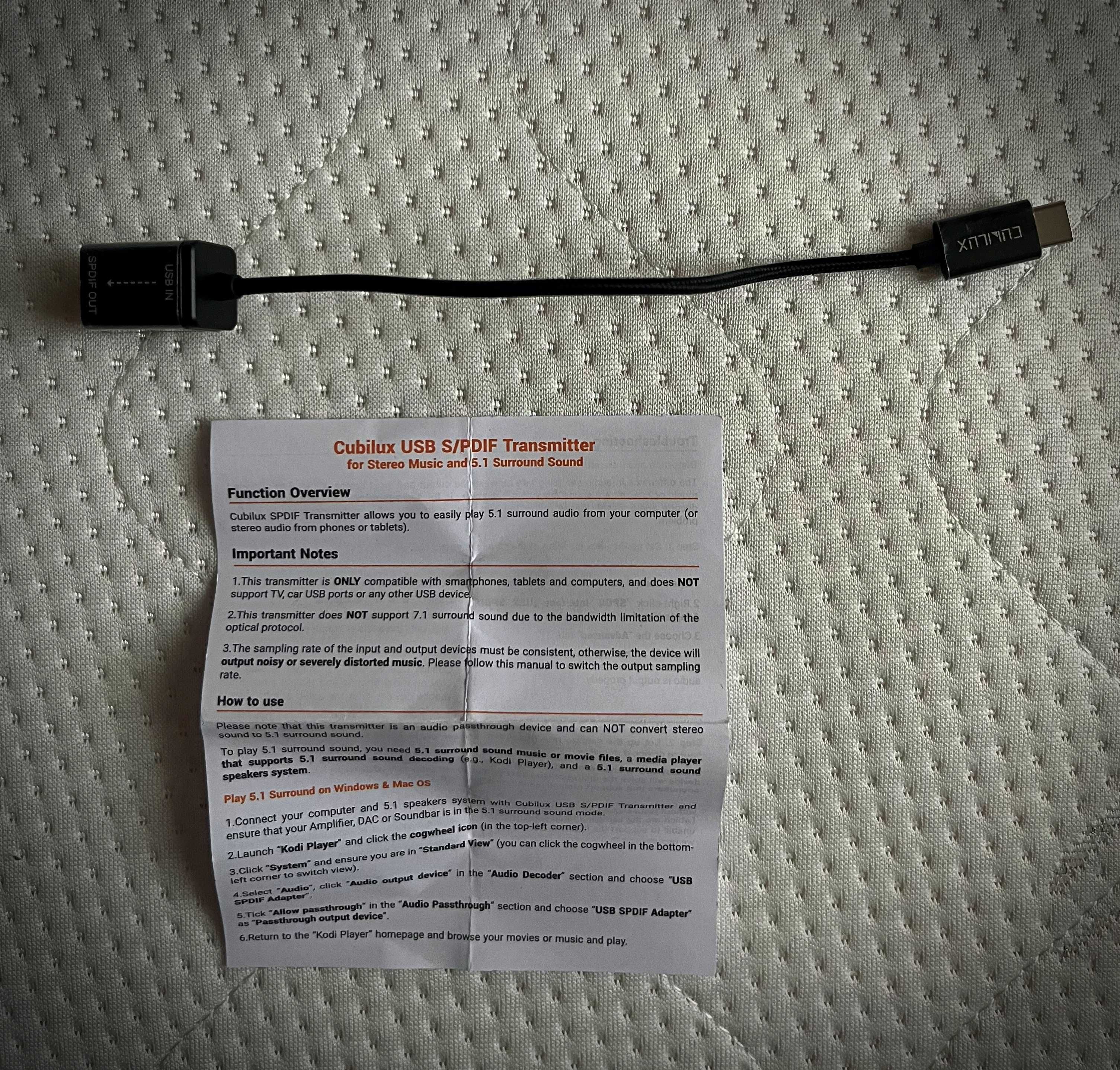 Cubilux Usb C do spdif optyczny adapter