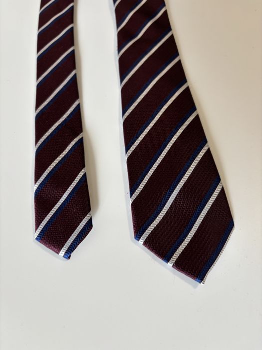 Галстук краватка вузька бордова в смужку