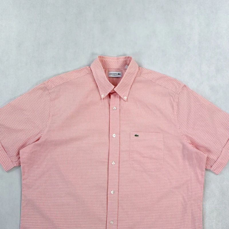 Koszula z krótkim rękawem t-shirt hawajka lata 80 koszula w kratę Laco