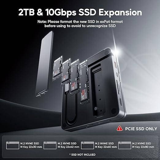 Док-станція PULWTOP 9 в 1 для iPad з корпусом для SSD, 100W