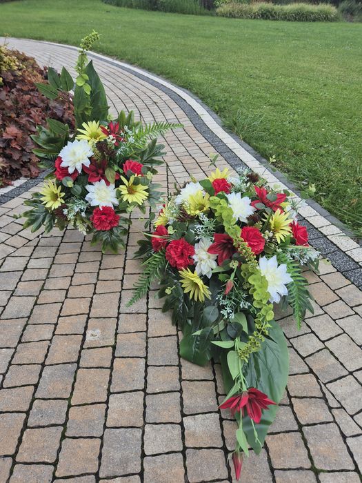 Duży stroik na grób komplet nagrobny kwiaty wszystkich świętych
