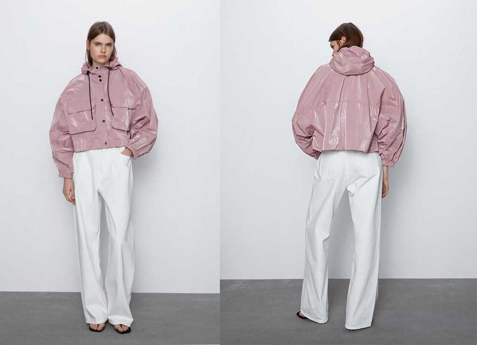 Жіноча коротка куртка вітрівка дощовик з капюшоном Zara - S - M