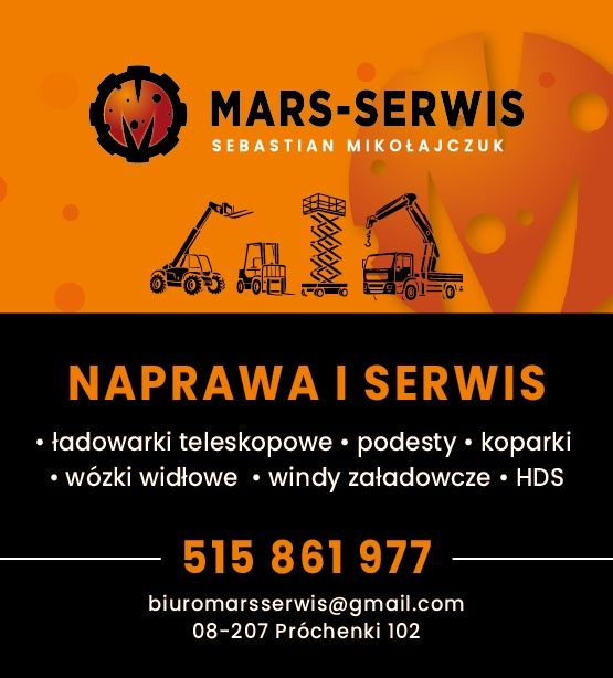 Naprawa wózków,ładowarek,podestów,koparek,wind,HDS,badania UDT,resursy