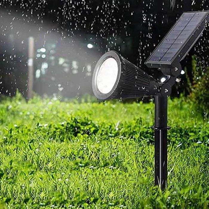 Lampa solarna LED RGB wbijana ogrodowa czujnik zmierzchu reflektor