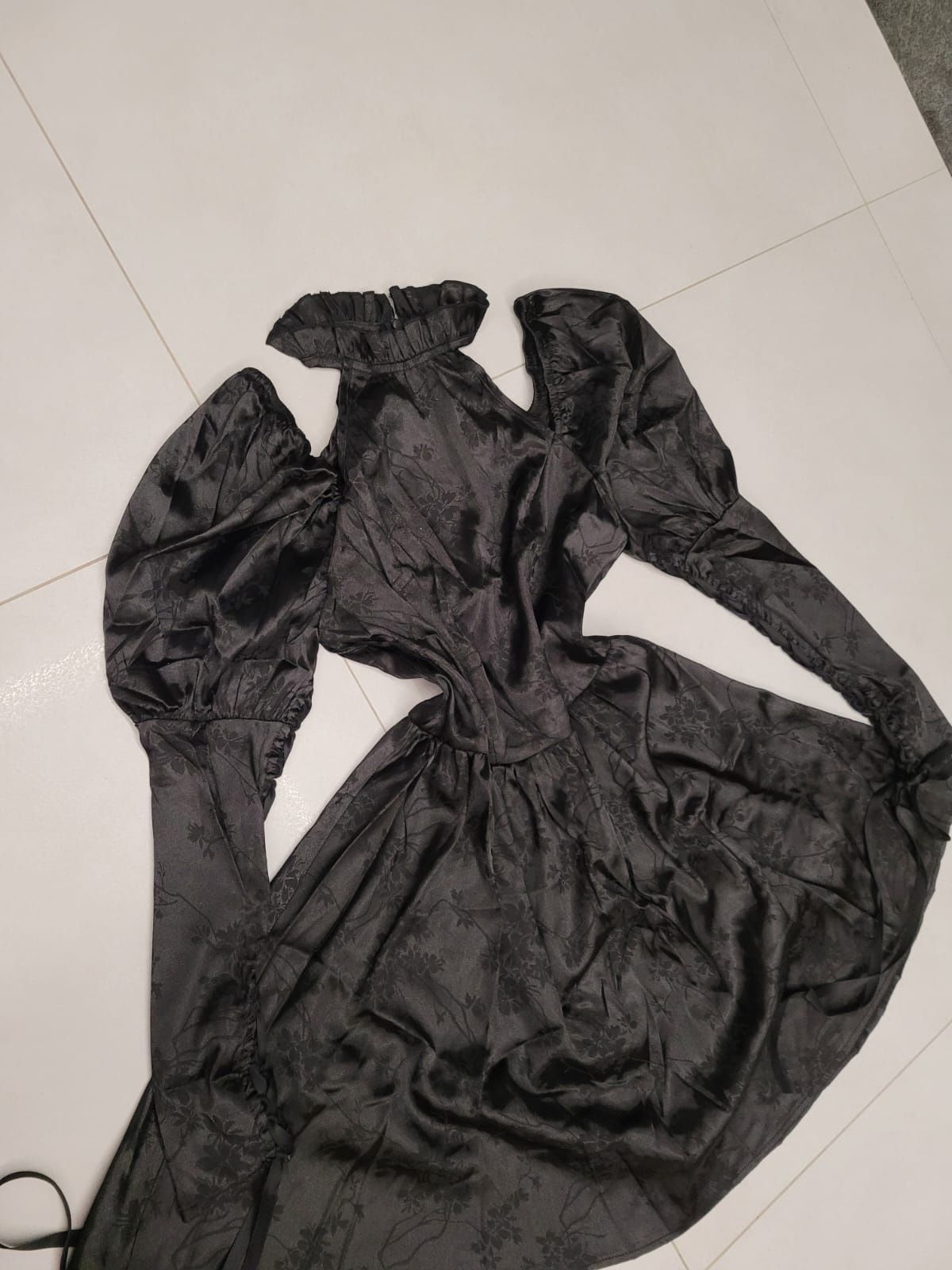 Czarna wiktoriańska sukienka bufiaste rękawy harajuku Alternative Goth
