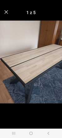 Stół loftowy - dębowy, metalowy, czarny