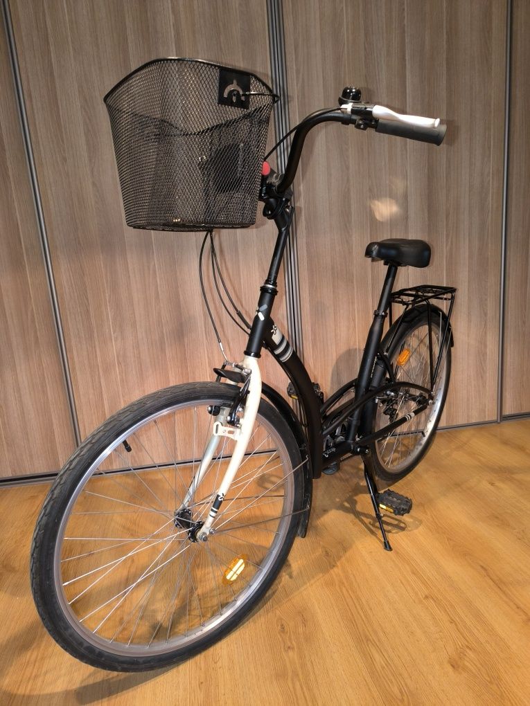 Rower miejski Elops 3 B'Twin przerzutki koszyk bagażnik
