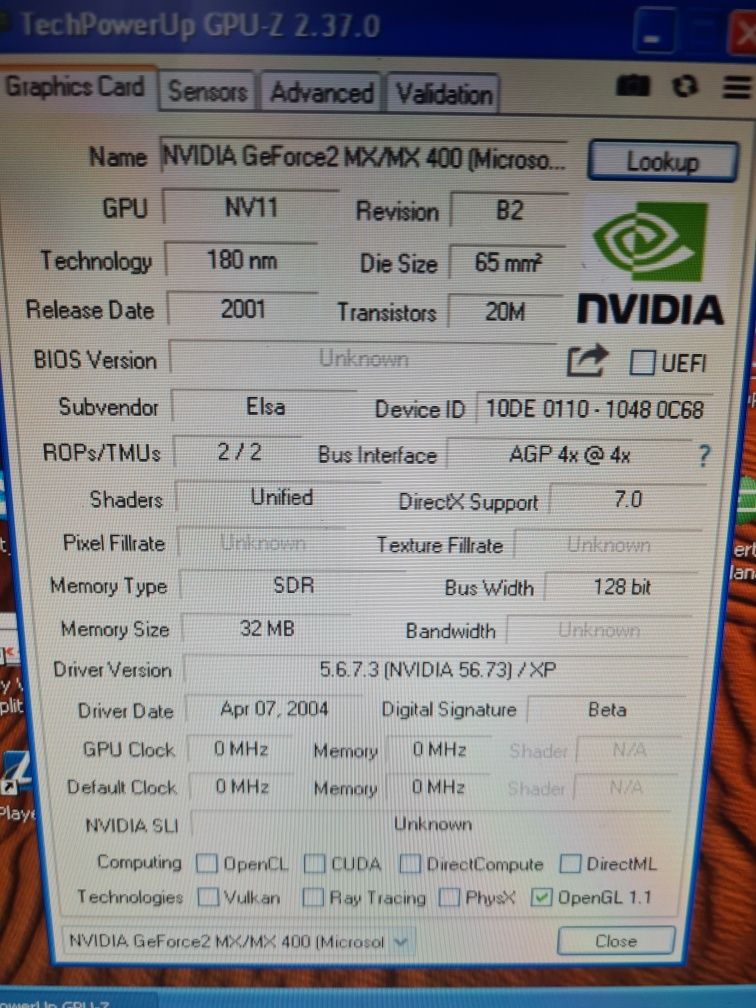 Karta graficzna Elsa Gladiac 511 Geforce2 MX400 32mb AGP Retro Pc