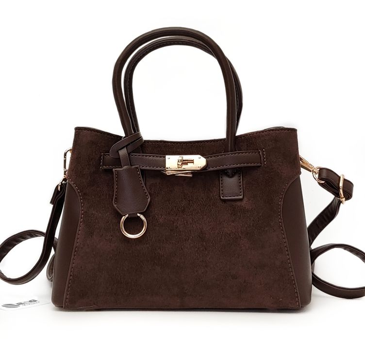 Torebka GALLANTRY Paris Listonoszka Zamszowa Eko Czekoladowa Kuferek