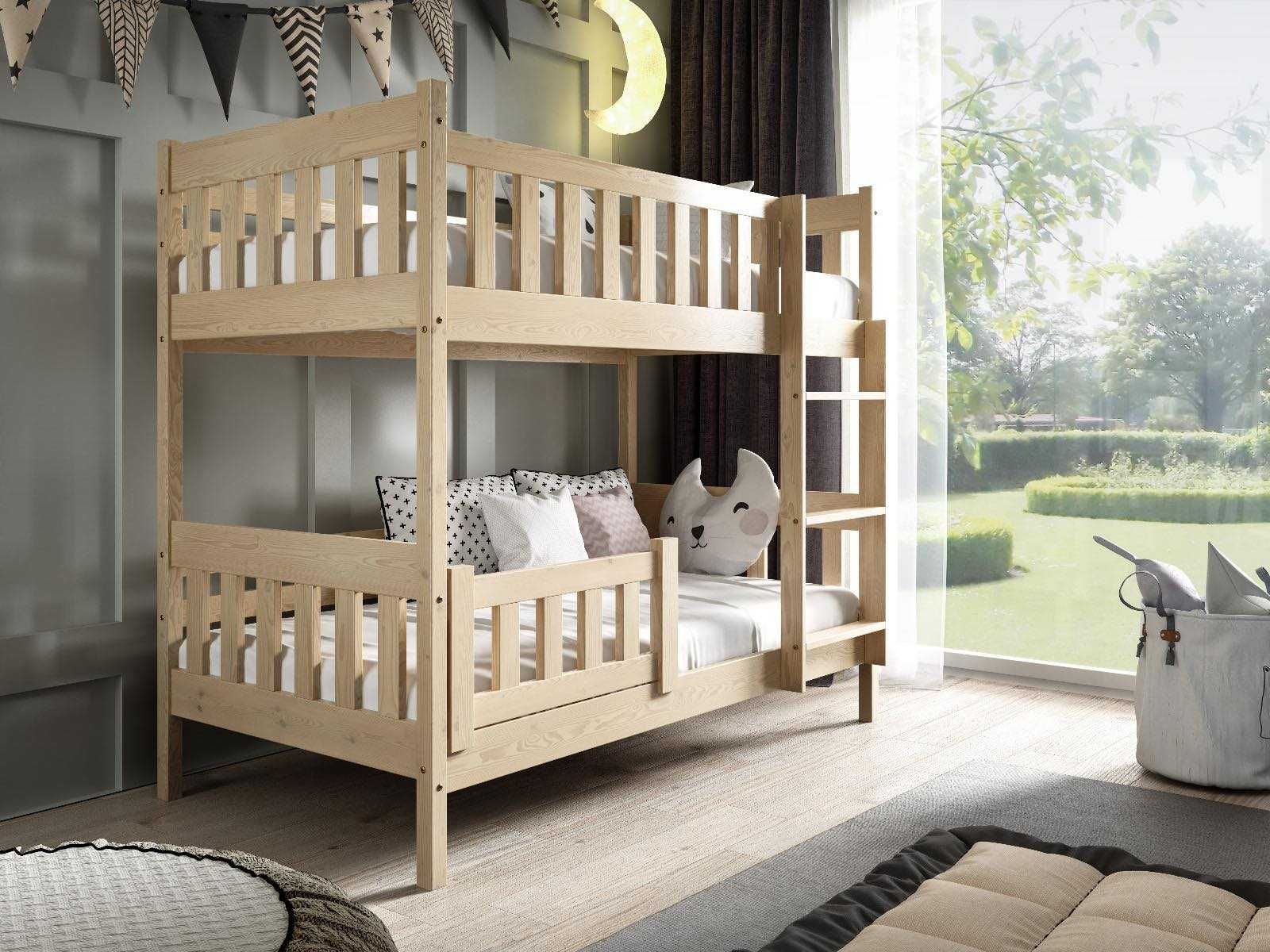 Drewniane łóżko piętrowe LILA - styl skandynawski - 3 kolory!