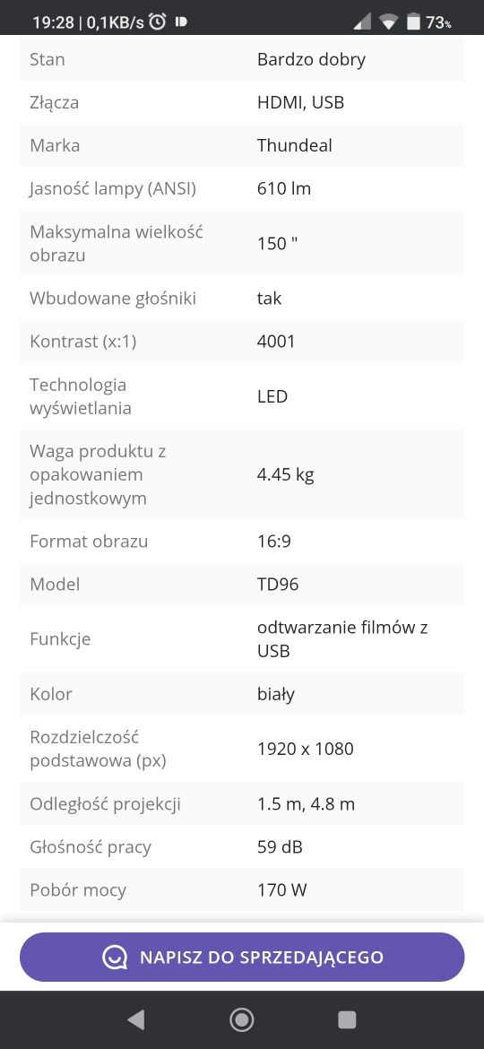 Projektor LED ThundeaL TD96W