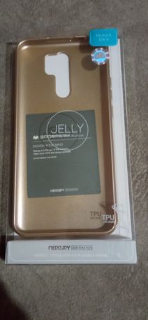Etui case Jelly złoty Xiaomi redmi 9+szkło