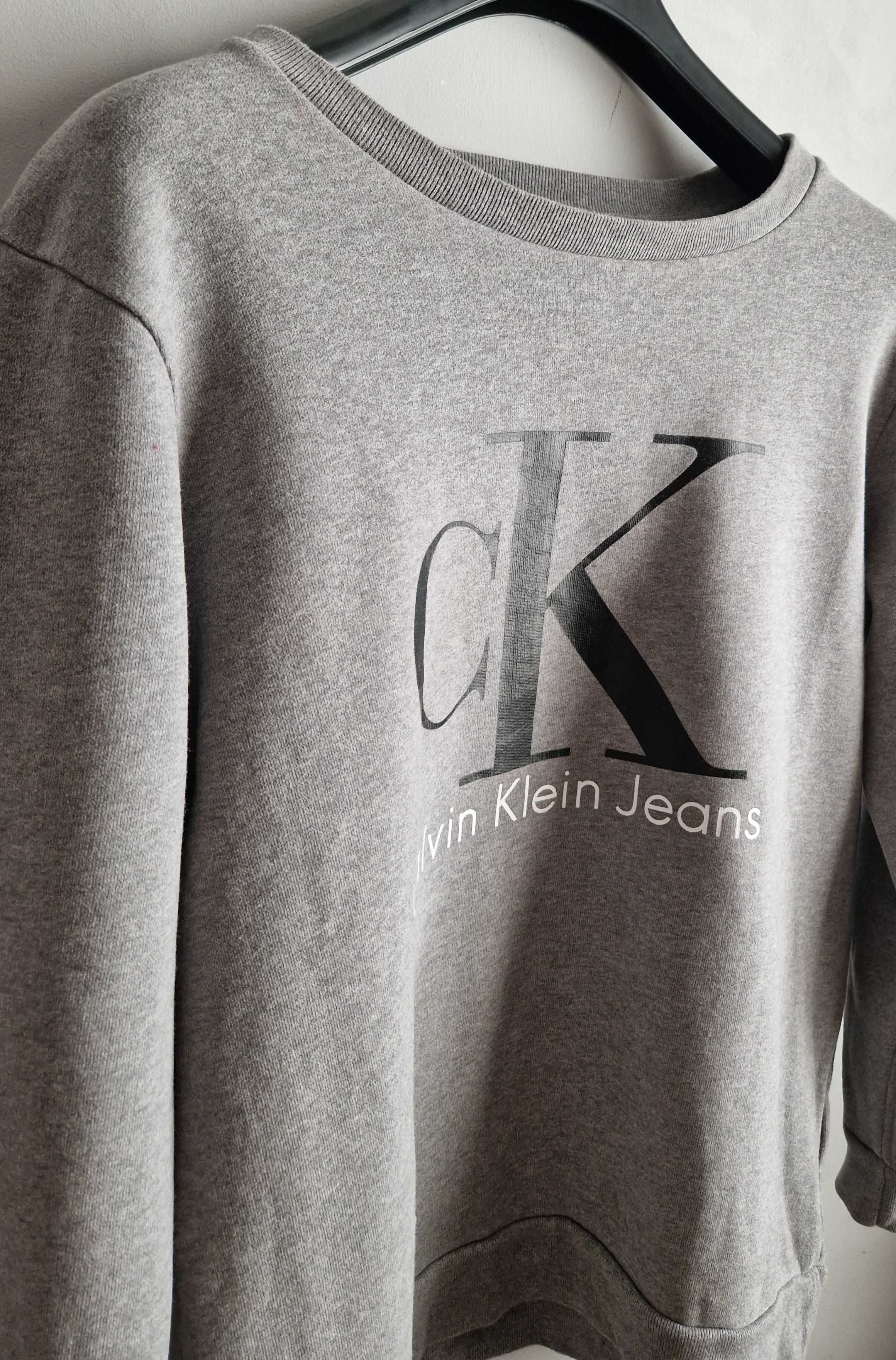 Super modna szara bluza oversize CALVIN KLEIN 36 S duże logo