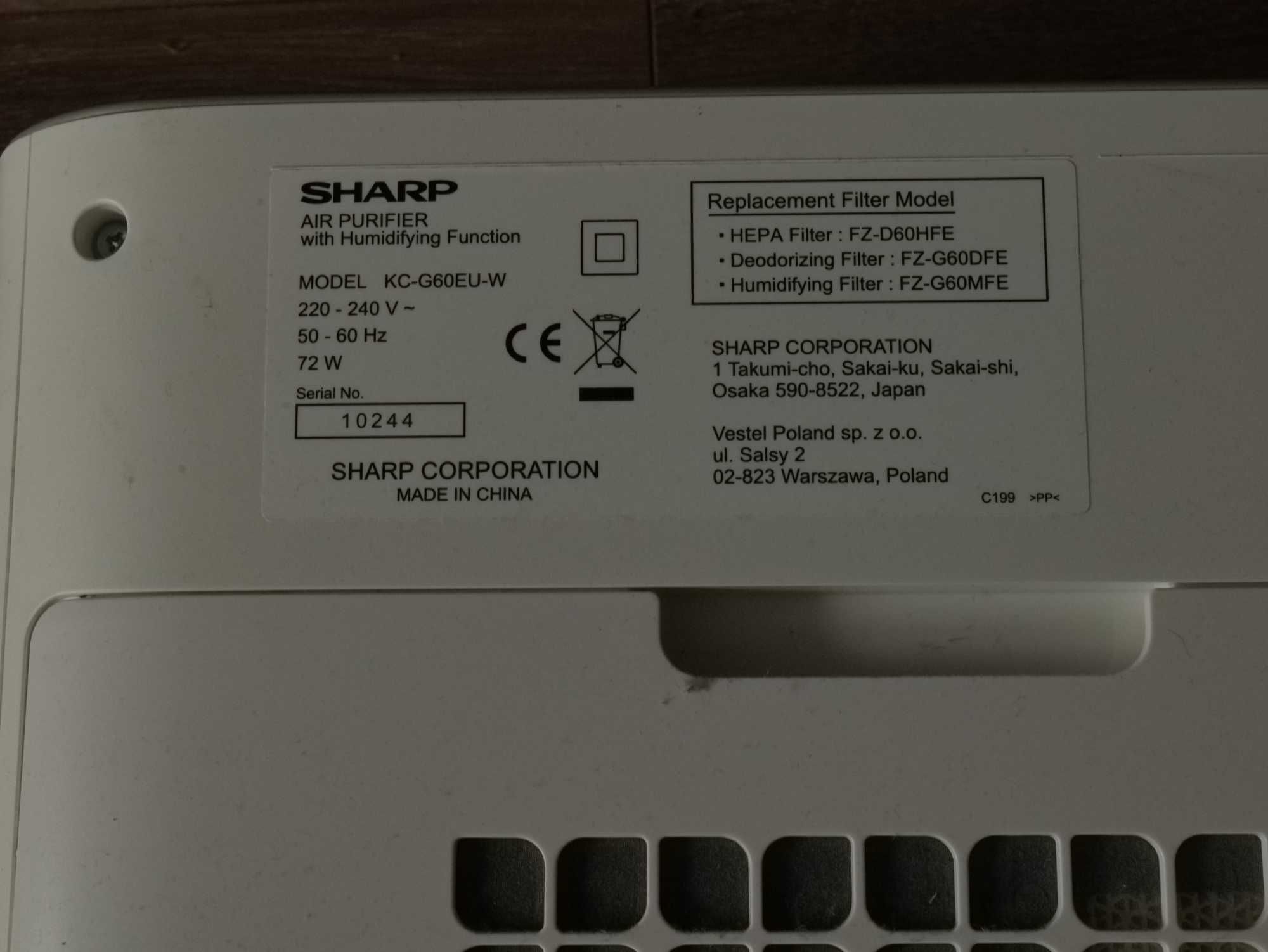 Oczyszczacz powietrza Sharp KC-G60EUW