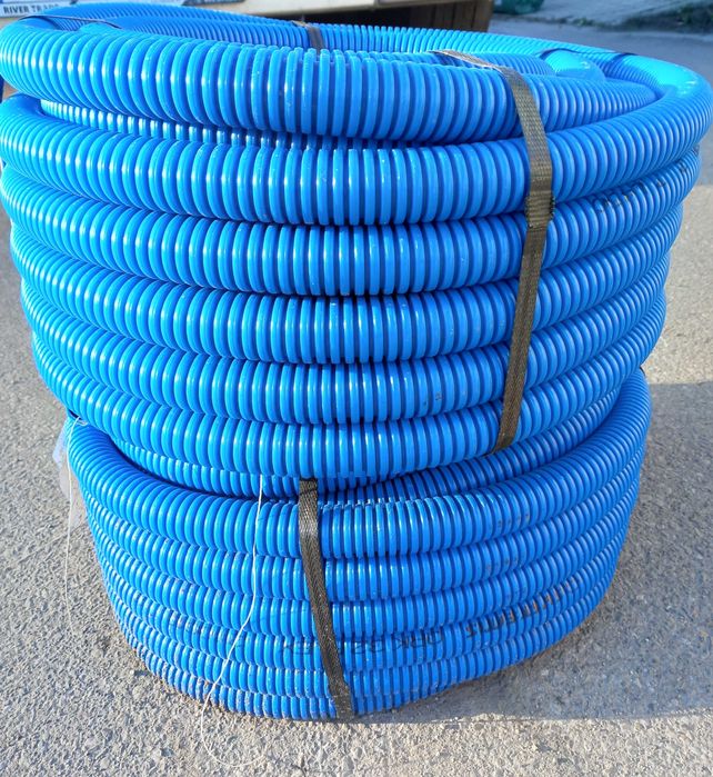 Rura karbowana PVC 32/25 niebieska (25m) dwuwarstwowa QRK flex 450N