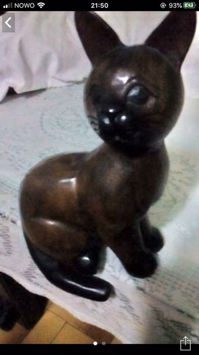 Gato em madeira maciça com o rabo caido MEDIDAS, 30cm