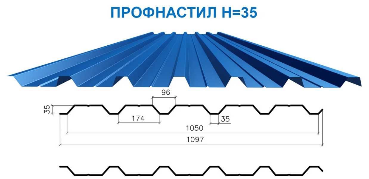 Профнастил ПК-35 на кровлю на Шевченко