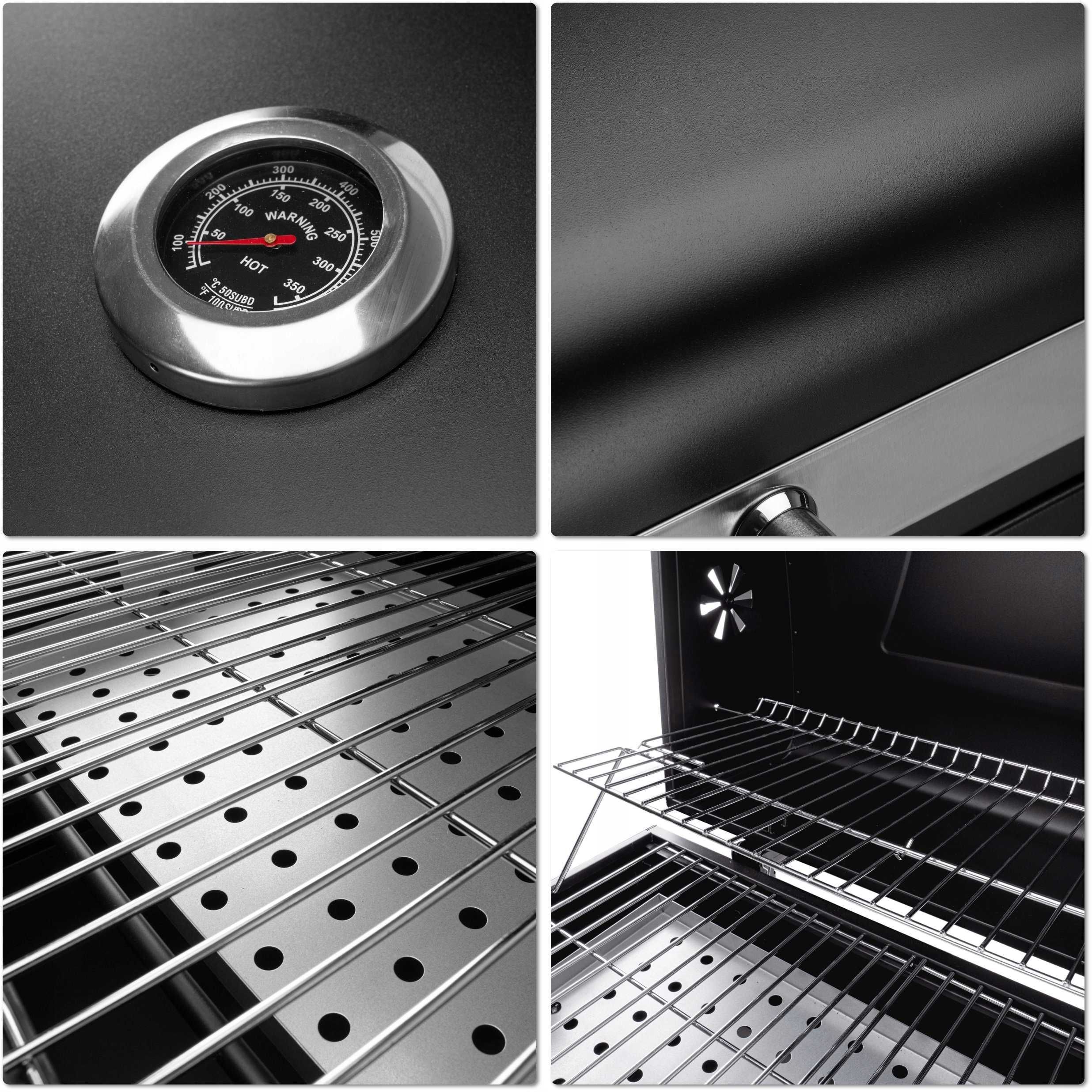 GRILL OGRODOWY z Pokrywą Półką Termometrem Na Kołach Duży XL