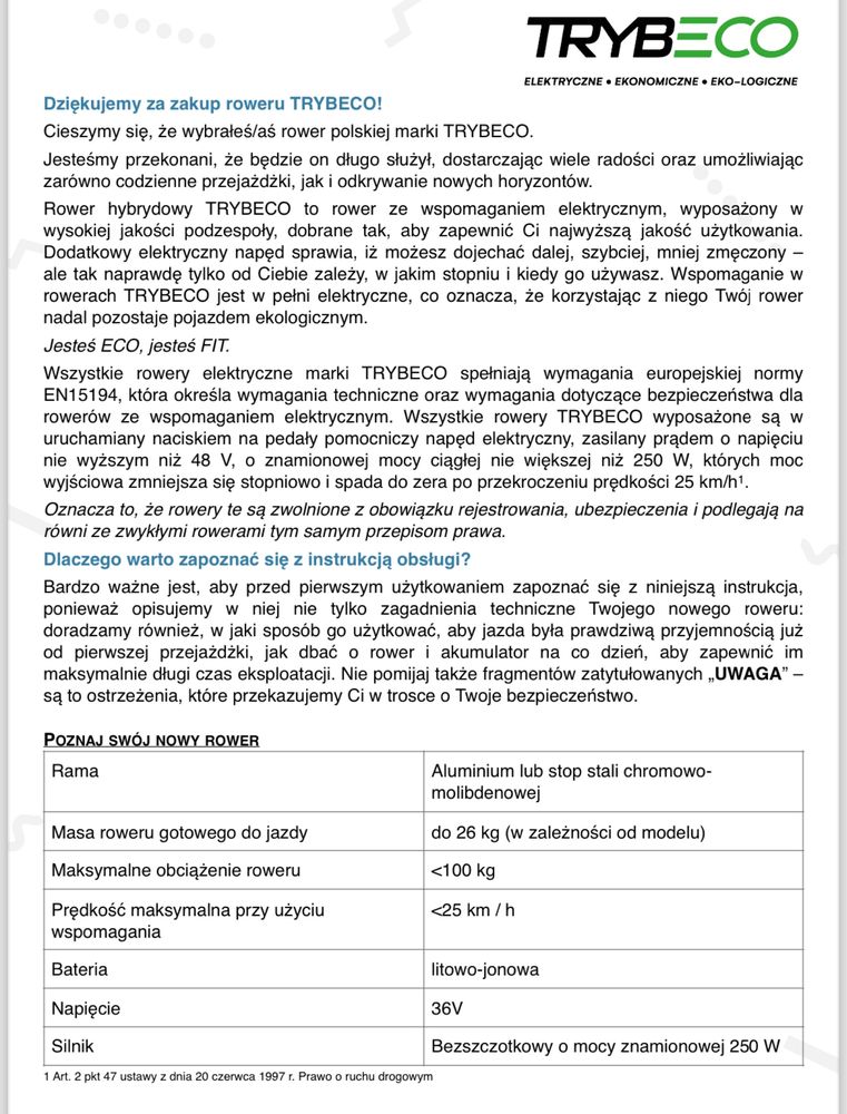 Rower MTB Elektryczny Trybeco Terra 28 (gwarancja)