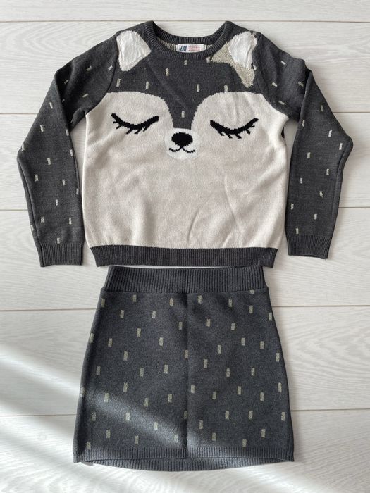 Komplet sweterek i spodniczka r.110-116 (4-6 lat) H&M + GRATIS