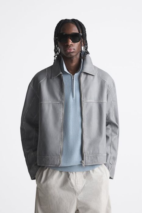 Skórzana kurtka w stylu motorowym. 100% skóra. Rozmiar XL. Zara.