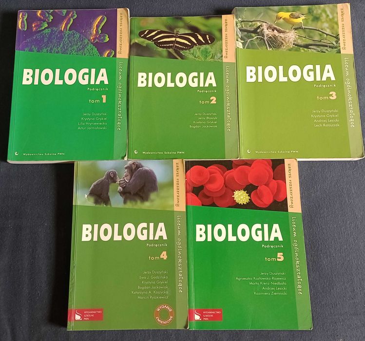 Biologia PWN tom 1-5 komplet Duszyński zakres rozszerzony