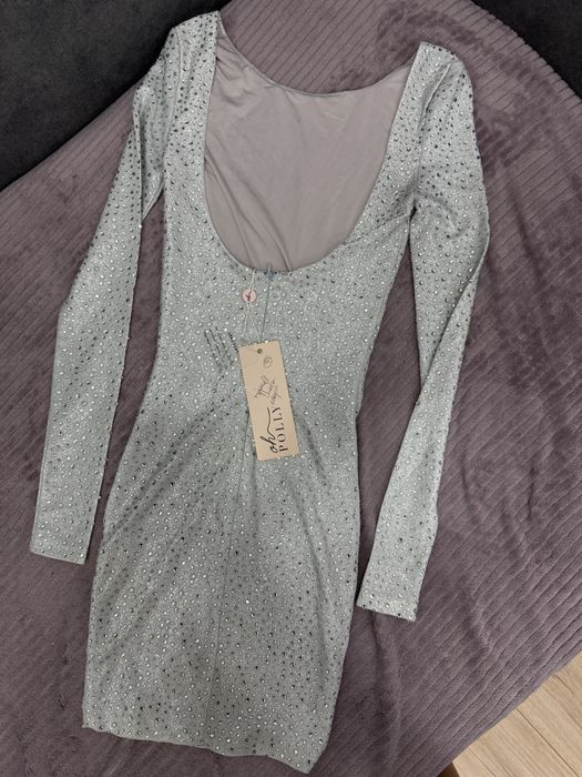 Сухня срібна стрази платье серебро xxs oh polly