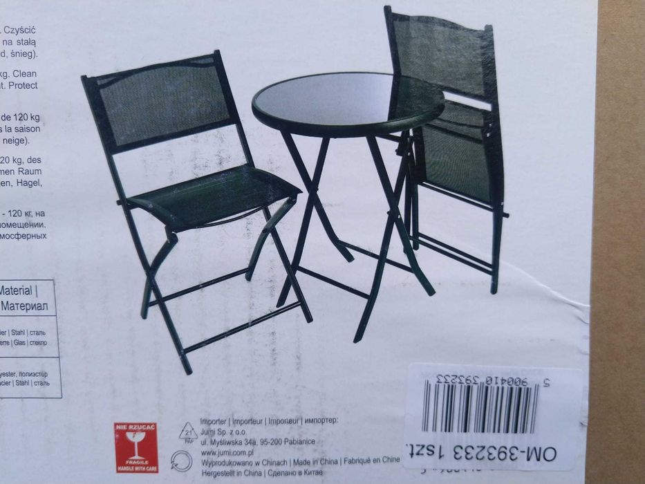 NAJTANIEJ Zestaw Mebli Balkonowych Tarasowych Ogrodowe Stolik 2Krzesła
