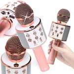 Mikrofon karaoke z wbudowanym głośnikiem WS858 różowy