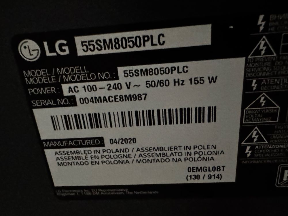 TV LG nanocell 55SM8050PLC