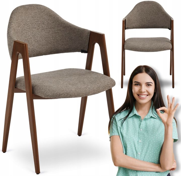 Стілець м'який кухонний скандинавський для їдальні салону Бежевий