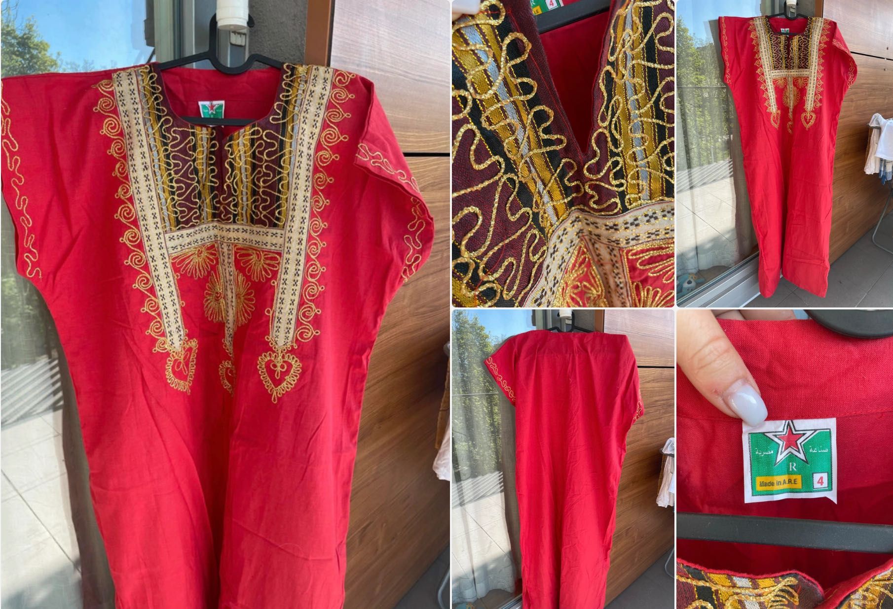 Bawełniana arabska tunika sukienka haftowana XL orientalna boho