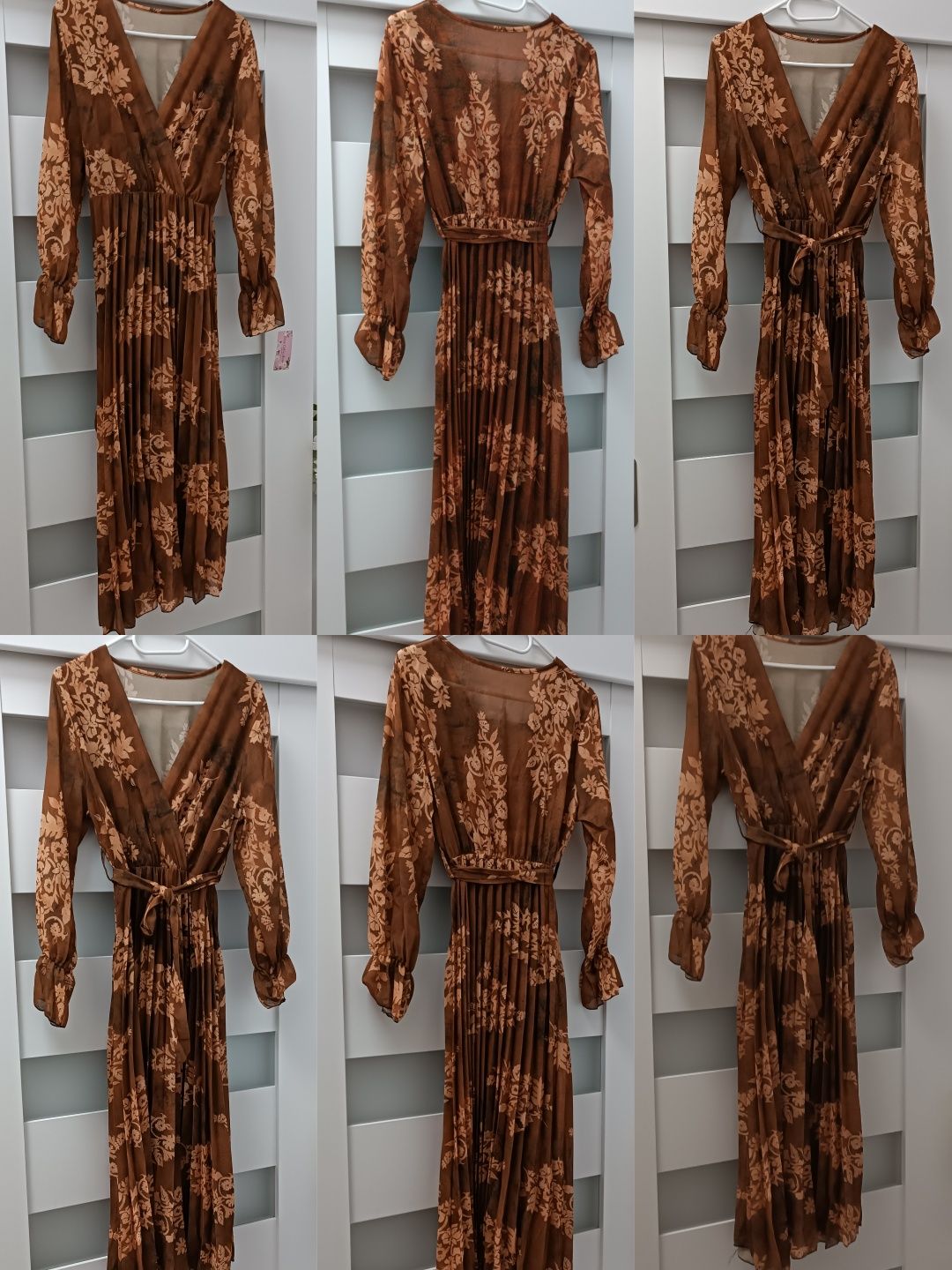 Sukienka uni na S M L xl dół plisowany dekolt serek