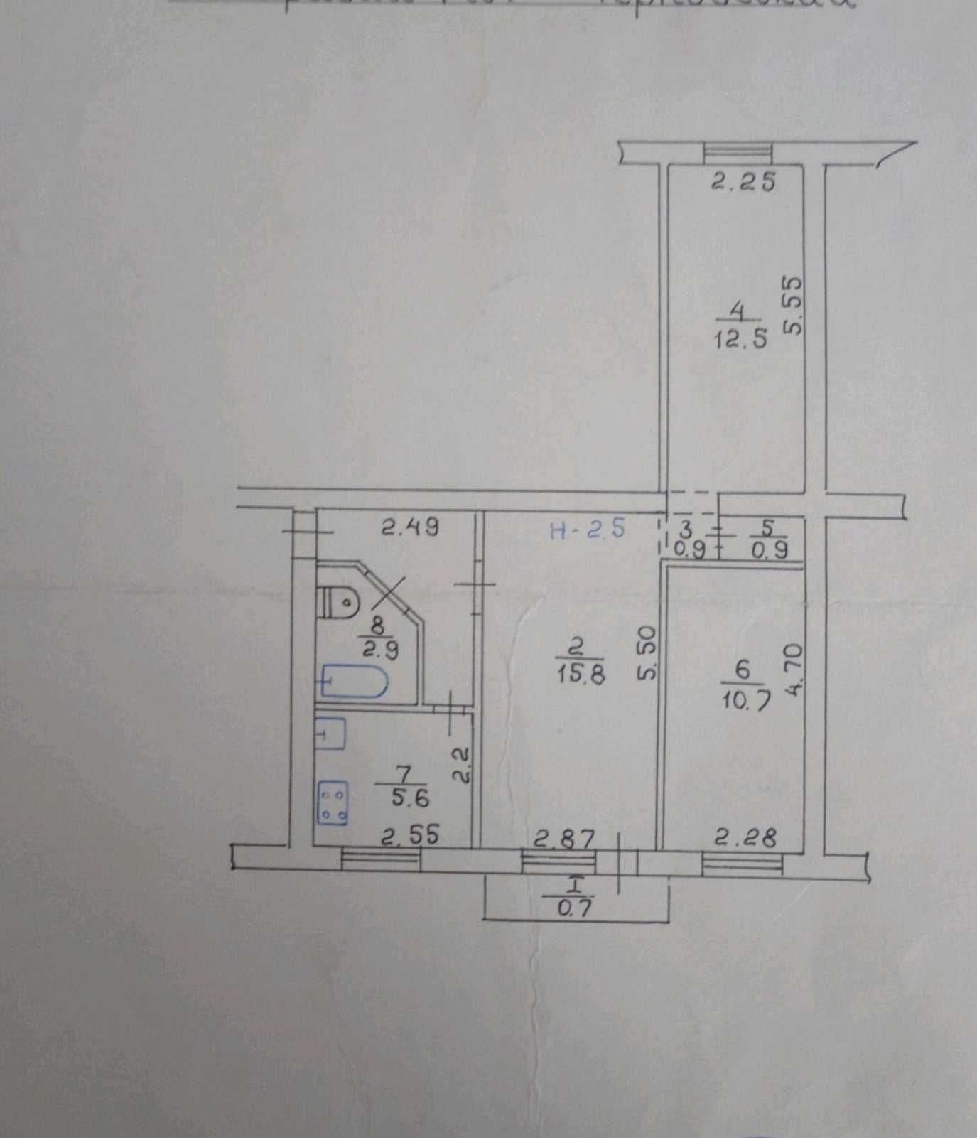 Продаж 3-х кім. квартири вул. Бірюзова СевГок