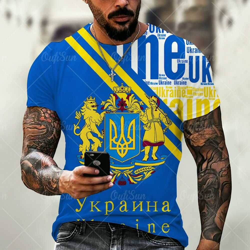 Футболки мужские  логотип Украина и коротким рукавом размер -2XL-3XL