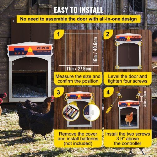 Porta automática de galinheiro  Ferro galvanizado / ABS Aba de frango
