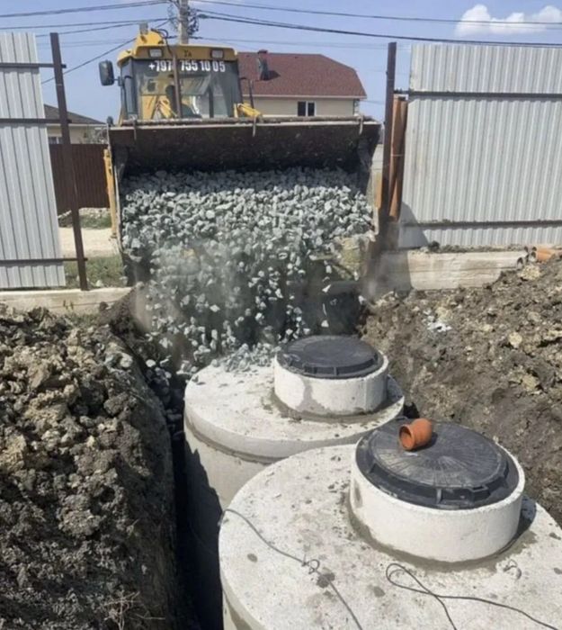 Канализация из бетонных колец септик - КС350 под ключ, армированный