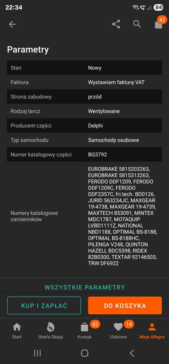 DELPHI tarcze hamulcowe BG3792