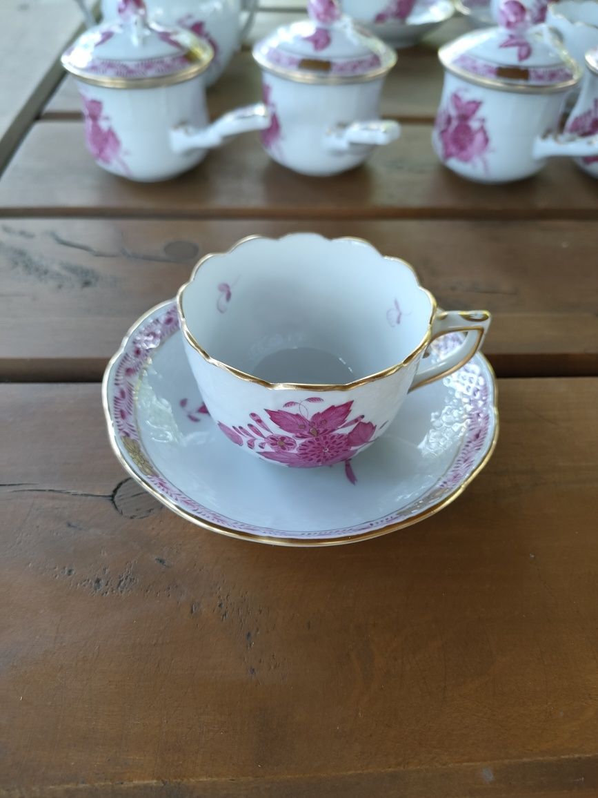 Zestaw kolekcjonerski porcelany Herend Apponyi różowy – lata 1948–1990