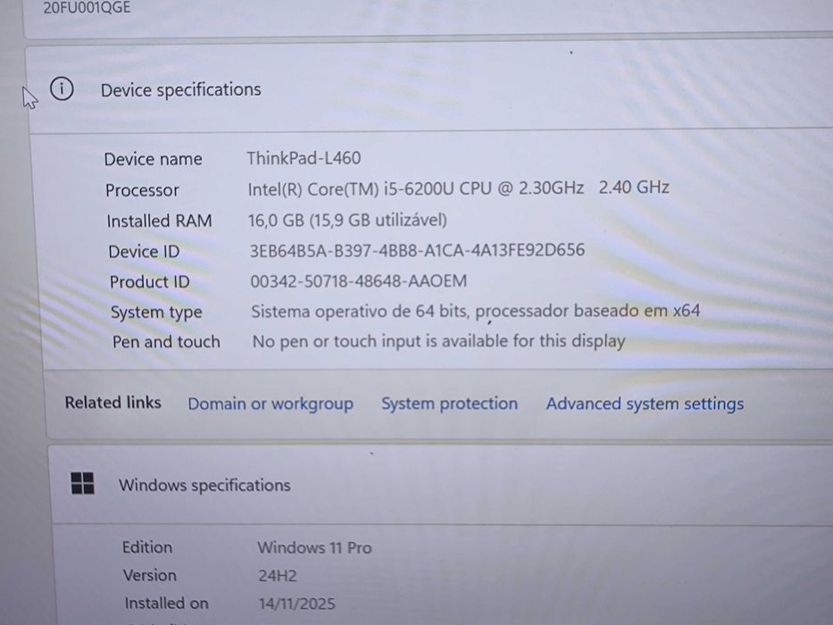 Lenovo ThinkPad L460 i5 ssd 256GB 16GB ram Full HD