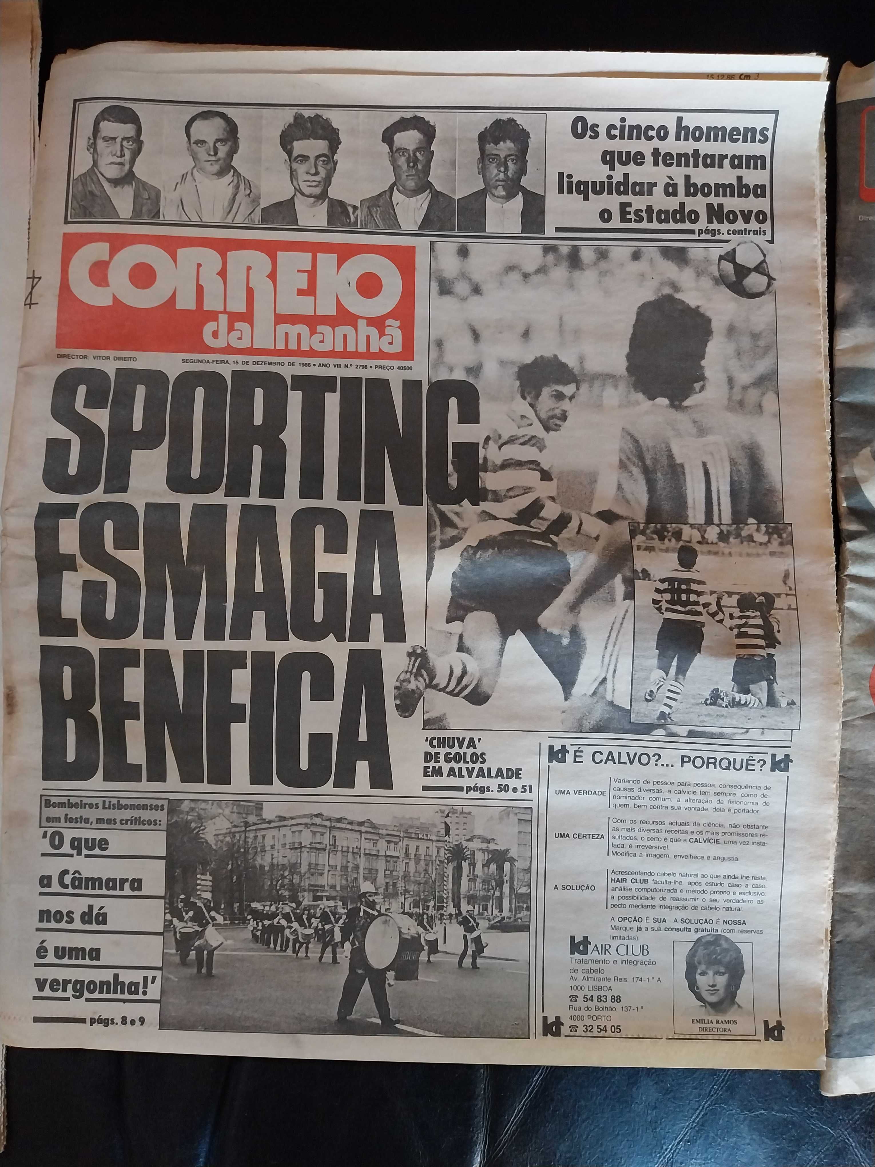 4 Jornais do dia do 7-1 do Sporting-Benfica (14 Dezembro 1986)