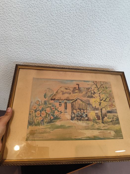 Akwarela Maksymilian Pilcek Bydgoszcz vintage retro prl obraz