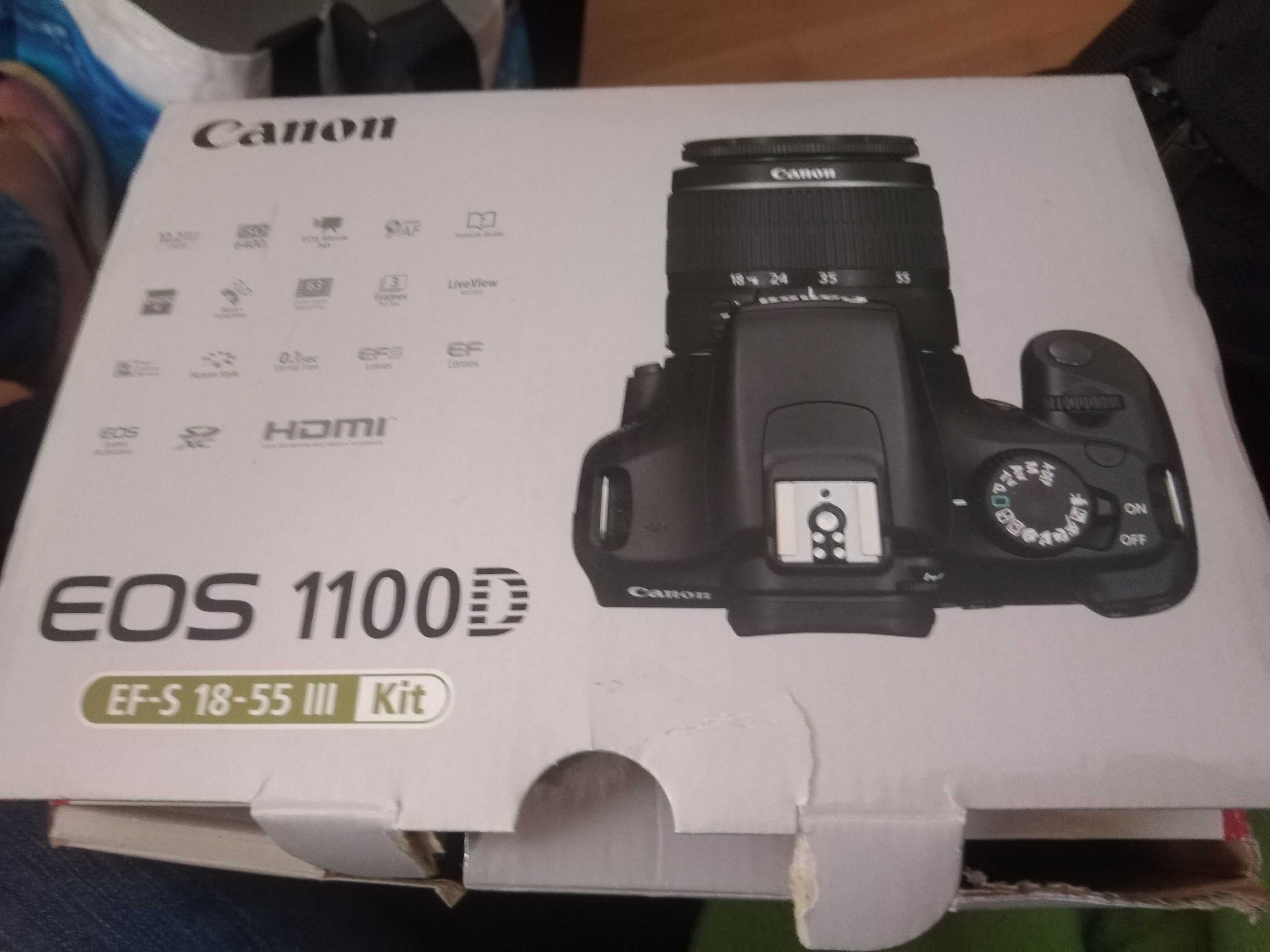 Conjunto Canon EOS 1100D + objetivas + estojo