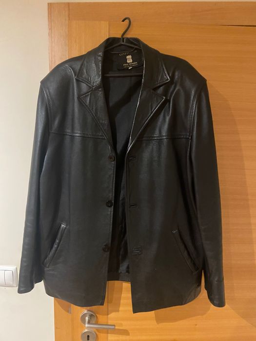 Casaco Preto Pele Homem