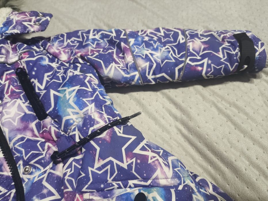 Gruba ciepła kurtka zimowa narciarska 92-98 dziewczynka zima śnieg