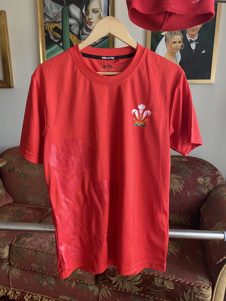 Koszulka t-shirt Welsh Rugby Union r. S + czapka Walia WRU
