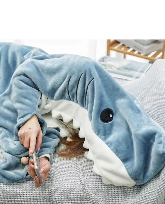 Пижама акула, кигуруми,плед плюшевый,спальный мешок для взрослых