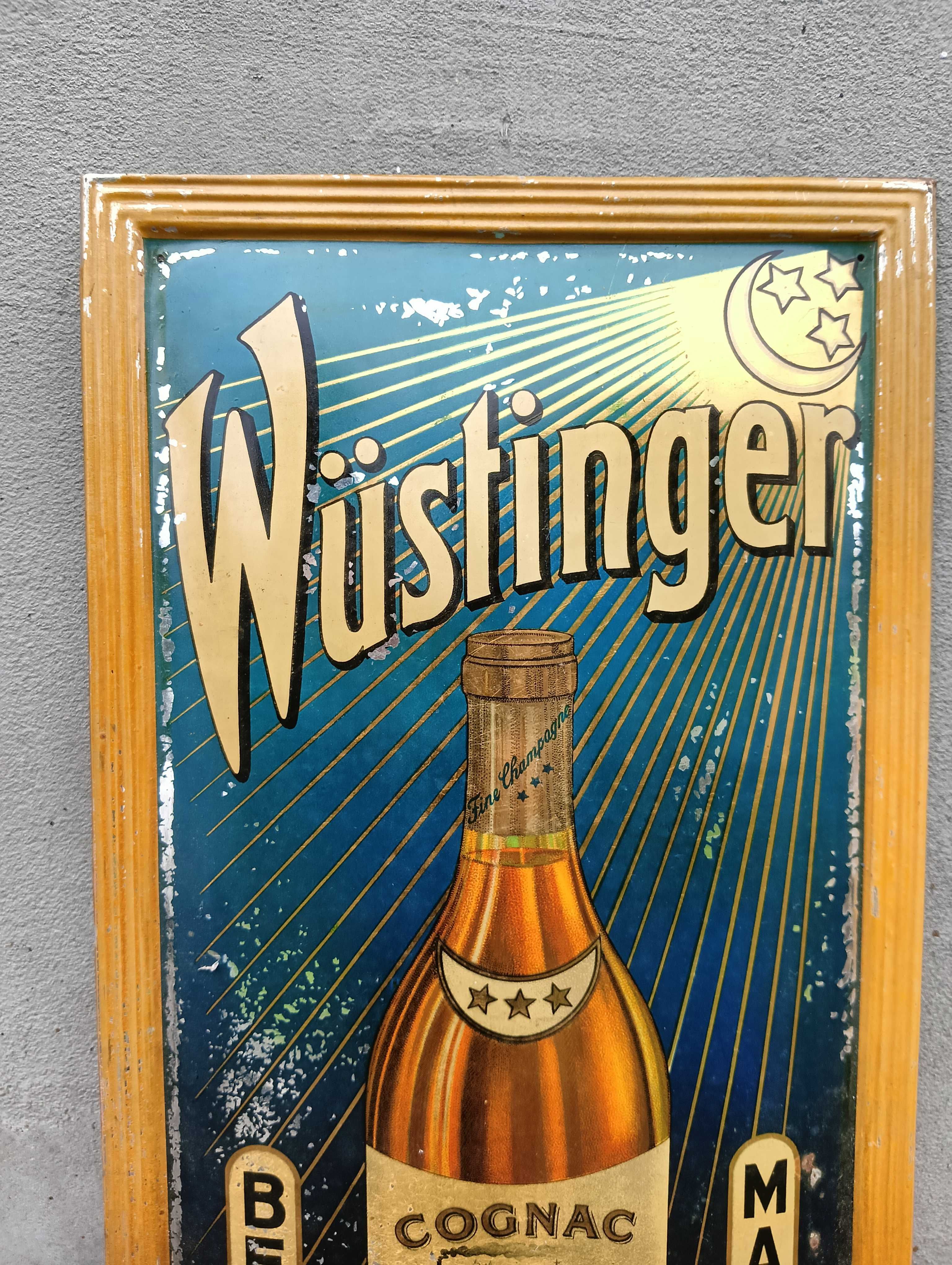 Reklama szyld tablica ok. 1910 koniak Wustinger secesja restauracja