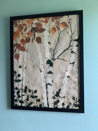 Conjunto de 3 Quadros Estilo Nórdico – Pássaros e Árvores Outonais