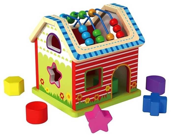 Drewniany Domek Sorter z klockami TKC510 Tooky Toy